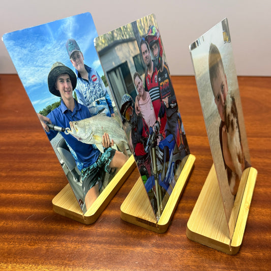 Metal Sublimated Prints on Bamboo Stand (5"x7")