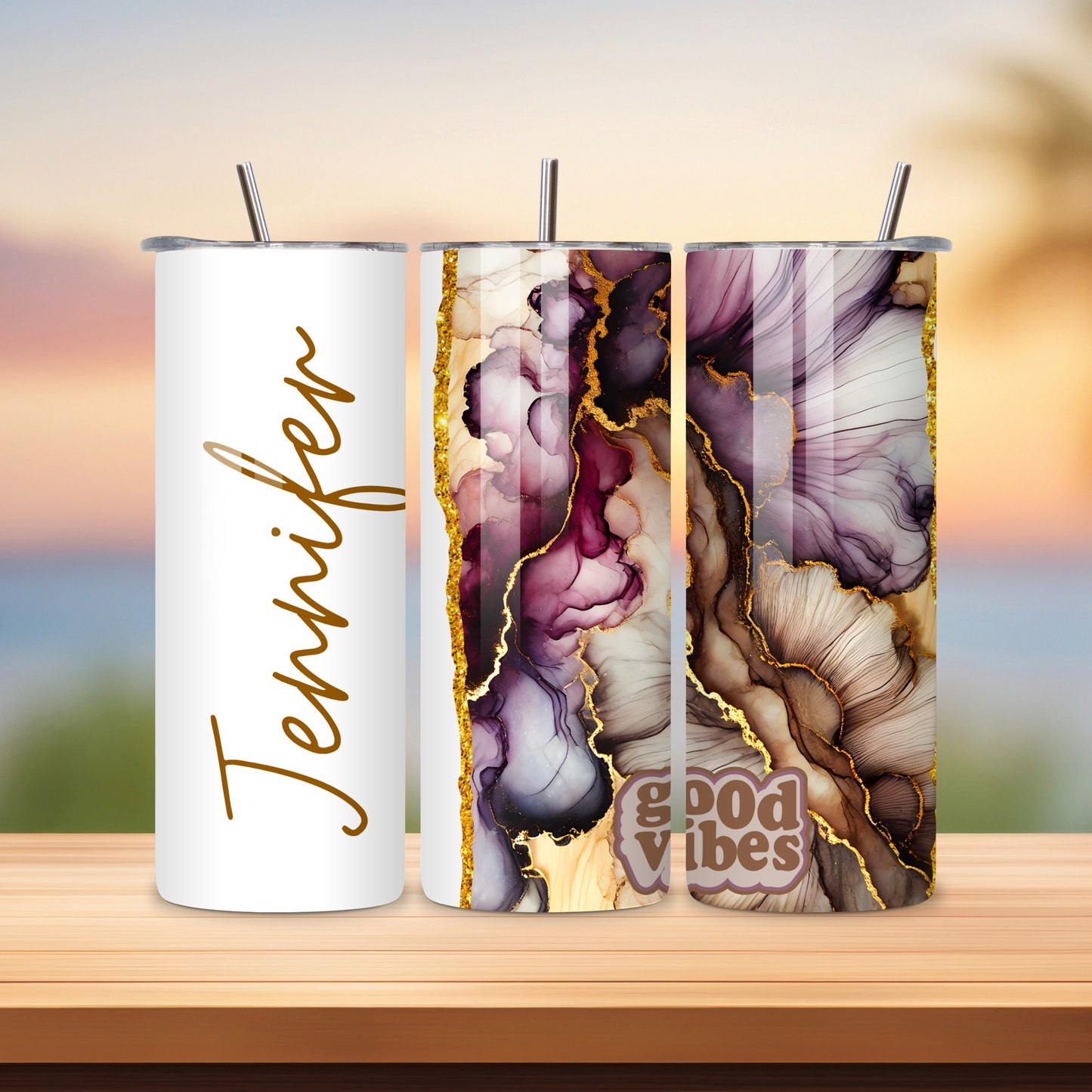 Photo Tumblers with Lid and Straw