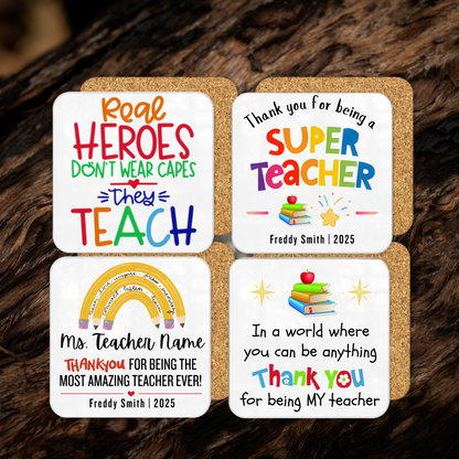 Teacher Thank You Coasters | Each or Set of 4