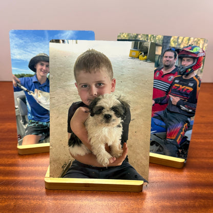 Metal Sublimated Prints on Bamboo Stand (5"x7")