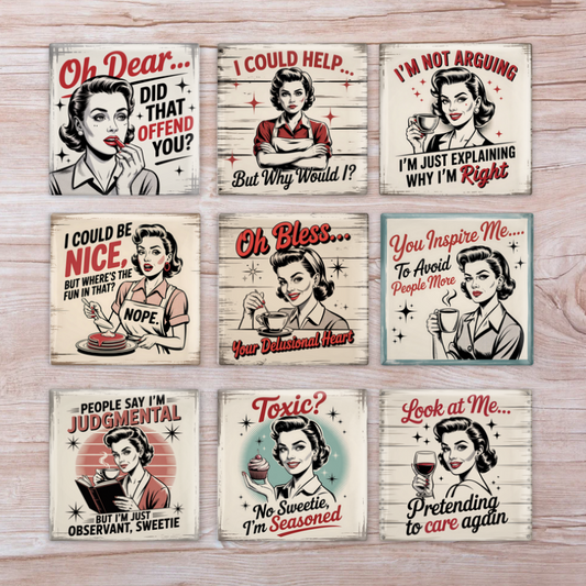 Retro Attitude Magnets | Each, Set of 4, Set of 9