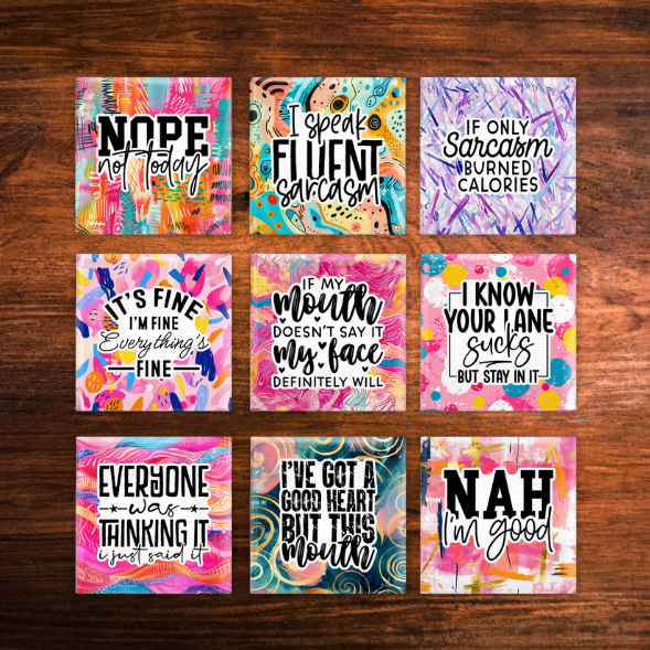Sarcastic Magnets | Each, Set of 4, Set of 9